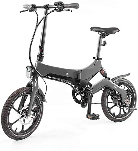 Bicicletas eléctrica : JXH 16 Pulgadas Bicicleta Plegable elctrica, con Gran Capacidad extrable de Iones de Litio (36V 250W), para el Ciclo al Aire Libre Trabajar el Trfico, Negro