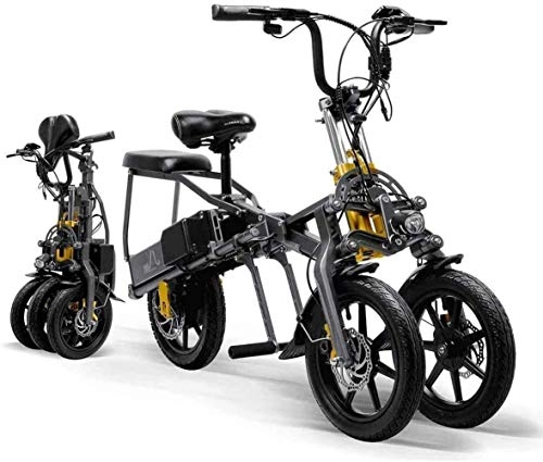Bicicletas eléctrica : JXH Bicicleta elctrica Plegable 350W 2 bateras de Bicicletas de montaña 1 Segundo de Gama Alta Plegable Triciclo para Mujer / Hombre, 36v