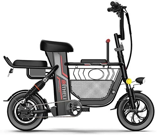 Bicicletas eléctrica : JXH Bicicletas de montaña Bicicleta elctrica Plegable 350W con 12Inch extrable de Iones de Litio Seat de la Cesta del almacenaje y nio, para la Ciudad de Cercanas, Black 15a