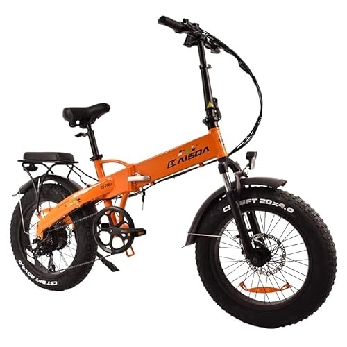 Bicicletas eléctrica : K2PRO Fat Tire e-Bike Bicicleta Plegable 20 Pulgadas 48V 12.8 Ah Batería, Bicicleta Eléctrica para Adultos con App, MTB Eléctrica, Shimano 7 Marchas (Tiene Timbre, con Soporte para móvil) (Naranja)