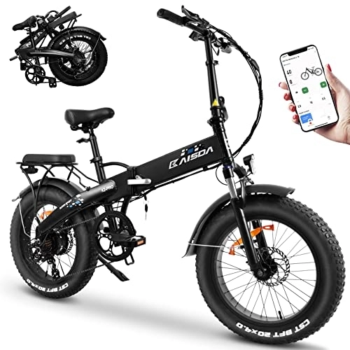 Bicicletas eléctrica : KAISDA Bicicleta Eléctrica 20" x 4.0 Fat Tire, 250W Bicicleta eléctrica Urbana Plegable con, batería extraíble de 48V 10Ah Alcance hasta 70 km, 7 Velocidades Shimano (250W Motor 48V 10Ah Batería)