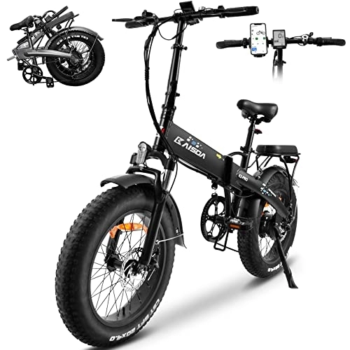 Bicicletas eléctrica : KAISDA Bicicleta Eléctrica 20" x 4.0 Fat Tire, Bicicleta eléctrica Urbana Plegable con, batería extraíble de 48V 12.8Ah Alcance hasta 100km, 7 Velocidades Shimano (250W BAFAG Motor 48V 12.8Ah Batería)