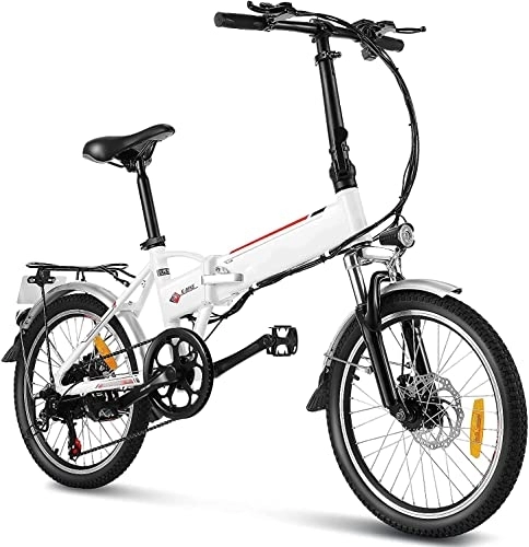 Bicicletas eléctrica : Kara-Tech Bicicleta eléctrica plegable de 20 pulgadas, 10 Ah, batería Shimano de aluminio, plegable, camping, color blanco (blanco)