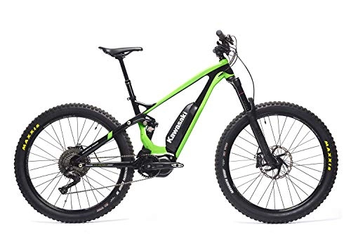 Bicicletas eléctrica : Kawasaki - Bicicleta eléctrica para adultos, suspensión completa, verde, M