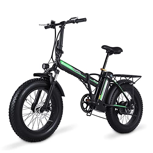 Bicicletas eléctrica : KELKART Bicicleta de Montaña Eléctrica Plegable de 20 Pulgadas con Motor Sin Escobillas de 500W, Bicicleta Eléctrica de Neumático Grueso, Batería de Litio Extraíble 48V 15AH