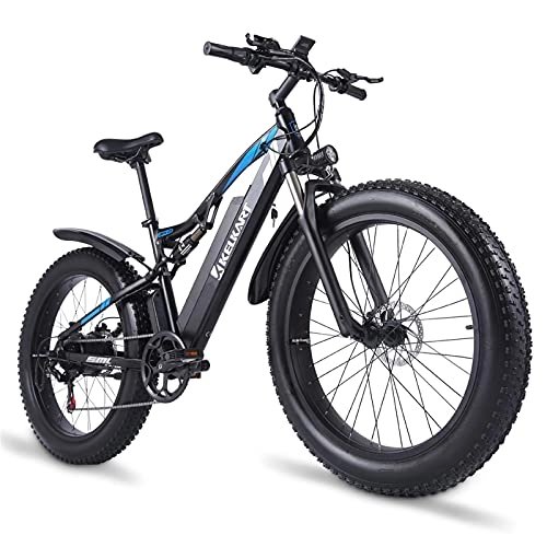 Bicicletas eléctrica : KELKART Bicicleta Eléctrica 48V 1000W para Adultos Bicicleta de Montaña con Neumáticos Gordos con Sistema de Freno Hidráulico Delantero Trasero Xod