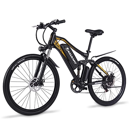 Bicicletas eléctrica : KELKART Bicicleta Eléctrica con Motor Sin Escobillas de 500W con BateríA de Iones de Litio Extraíble 48V 15AH Palanca de Cambios Shimano de 7 Velocidades