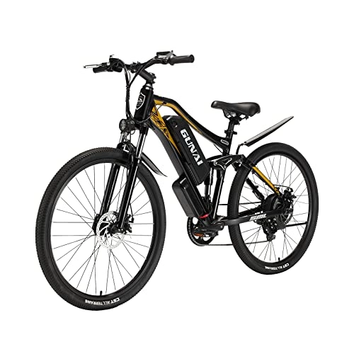 Bicicletas eléctrica : KELKART Fat Tire Bicicleta Eléctrica / Bicicleta de Montaña de 27.5"con Frenos de Disco Mecánicos Y Sistema de Cambio Shimano de 7 Velocidades, Bicicleta de Suspensión Completa