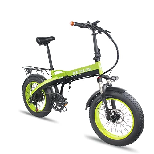 Bicicletas eléctrica : KETELES Bicicleta eléctrica KS6 Plus para hombre, 20 pulgadas, 48 V, motor de 18 Ah, marco de aleación de aluminio (verde)