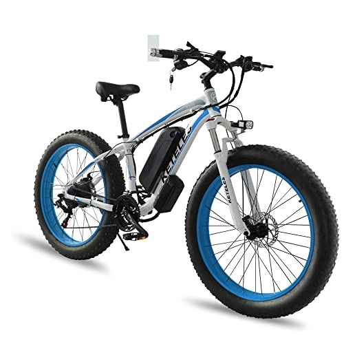 Bicicletas eléctrica : KETELES K800 MAX - Batería de ciclo eléctrico de alta velocidad para bicicleta de montaña (26 pulgadas, 48 V, motor dual, 48 V, 18 Ah, 75 N.M, Torque (azul)