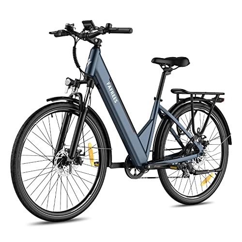 Bicicletas eléctrica : Kinsella F28 Pro 250W 27.5" Bicicleta de Trekking eléctrica City E-Bike 14.5Ah Soporte APP (Azul Real)