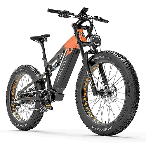 Bicicletas eléctrica : Kinsella Lankeleisi RV800 Plus Bafang Motor bicicleta de montaña eléctrica, batería de litio Samsung 48V20AH, 26 ruedas 4.0 bicicleta eléctrica que absorbe los golpes (naranja)