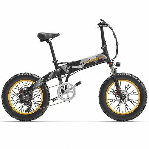 Bicicletas eléctrica : Kinsella LANKELEISI X2000 La bicicleta eléctrica con neumáticos grandes está equipada con: neumáticos grandes, 20 x 4, plegables, batería de litio extraíble 48 V 12, 8 ah, Shimano 7 velocidades. (Gris)