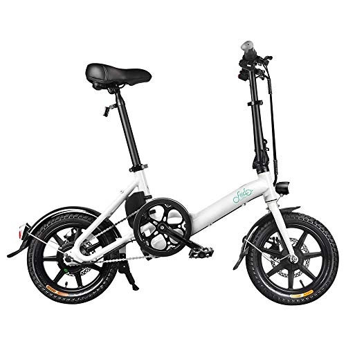 Bicicletas eléctrica : Kirin Ebike - Bicicleta eléctrica plegable para adultos fiido D3 DREI con neumáticos de 14 pulgadas, 250 W, motor 25 km / h, batería de litio de 7, 8 Ah, Blanco