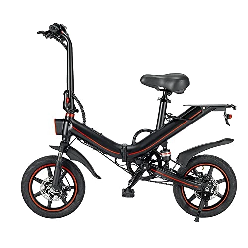 Bicicletas eléctrica : Kjy123 14"Adultos Plegables Bicicletas eléctricas - Bicicleta eléctrica portátil / Viaje a Ebike con Motor de 400W, fácil de Guardar en Caravana, casa de Motor, Barco, Coche. (Color : Negro)