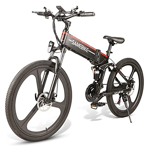 Bicicletas eléctrica : KOIJWWF 26"Bicicleta de montaña eléctrica Plegable con batería extraíble 48V 10Ah City Bike E-Bike, Motor 350W, 7 Velocidad Ajustable 25 km / h