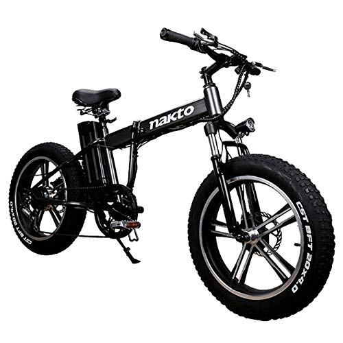 Bicicletas eléctrica : KPLM Bicicleta de montaña elctrica de 20 Pulgadas 350W 48V 10Ah Extrable Li-Battery Plegado 20 * 4.0 Fat Tire Road Bicicleta Plegable Playa Nieve Bicicleta elctrica