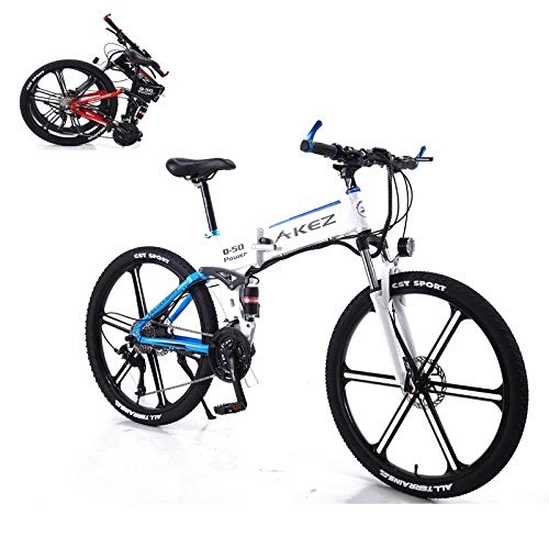 Bicicletas eléctrica : KT Mall 26 En Bicicleta eléctrica para Unisex con 350W 36V 8A batería de Litio Que dobla la montaña Bicicleta eléctrica 27 Velocidad de aleación de Aluminio con, Azul