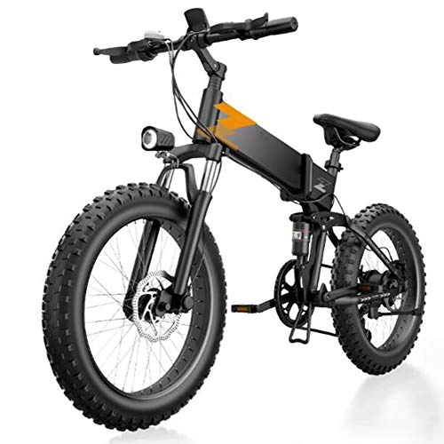 Bicicletas eléctrica : KT Mall Bicicleta de montaña elctrica de 20 Pulgadas para Adultos Plegable con neumticos gordos y 48V 10Ah Batera de Iones de Litio antirrobo Motor de 400W Carga mxima 200Kg, Negro