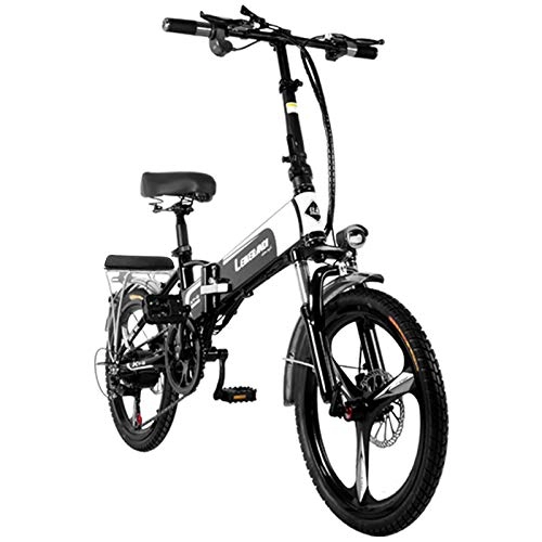 Bicicletas eléctrica : KT Mall Plegable Bicicletas EléCtricas para Adultos con Llantas 20" con Motor De 350W Y BateríA De Litio ExtraíBle De 48 V 12, 5 Ah Bicicleta EléCtrica De 7 Velocidades Negro