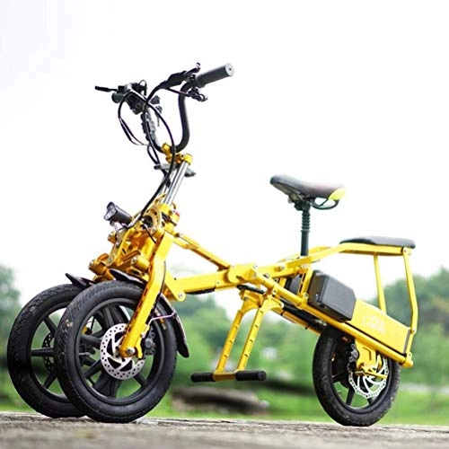 Bicicletas eléctrica : KUANDARMX Fuerte Coche elctrico Plegable, diseo Conveniente de 14 Pulgadas Triciclo elctrico Plegable de Alta Gama fcil, Alcance mximo 75 km Regalo