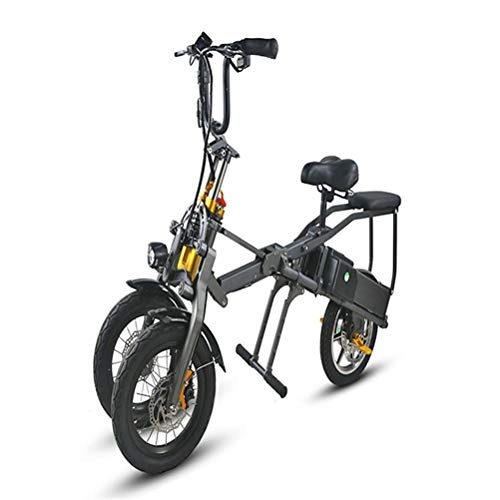 Bicicletas eléctrica : KUANDARMX Fuerte Triciclo elctrico de Tres Ruedas de 14 Pulgadas Bicicletas elctricas Adultos Bicicleta elctrica Plegable 36V Alcance mximo 75KM Regalo