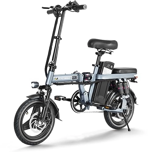 Bicicletas eléctrica : Kugookirin Bicicleta eléctrica plegable de montaña de 40 km, 48 V, batería de iones de litio, bicicleta plegable, bicicleta para adultos de 14 pulgadas, bicicletas eléctricas de ciudad, S6 Pro