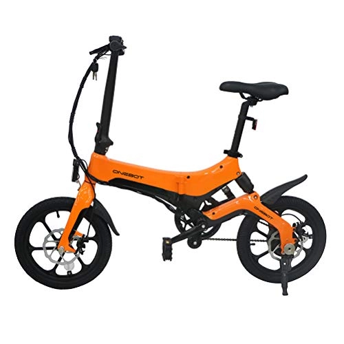 Bicicletas eléctrica : KUTO ONEBOT 16 E-Bike 36V 6.4Ah 250W 25KM / h Bicicletas eléctricas, Bicicleta eléctrica amortiguadora Marco de aleación de magnesio Ligero Ajustable E-Bike, 2 Modos de conducción, Naranja