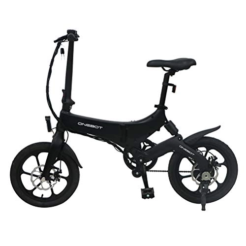 Bicicletas eléctrica : KUTO ONEBOT 16 E-Bike 36V 6.4Ah 250W 25KM / h Bicicletas eléctricas, Bicicleta eléctrica amortiguadora Marco de aleación de magnesio Ligero Ajustable E-Bike, 2 Modos de conducción, Negro