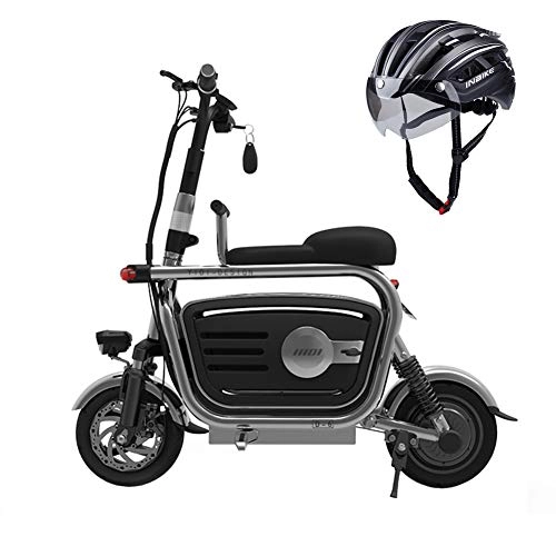 Bicicletas eléctrica : L-LIPENG Bicicleta EléCtrica Motor de 400 W / 48 V Asiento de bebé Conveniente Gran Espacio de Almacenamiento Velocidad MáXima 25 Km / h NeumáTicos Antipinchazo de 11 Pulgadas, Negro, 10ah40km