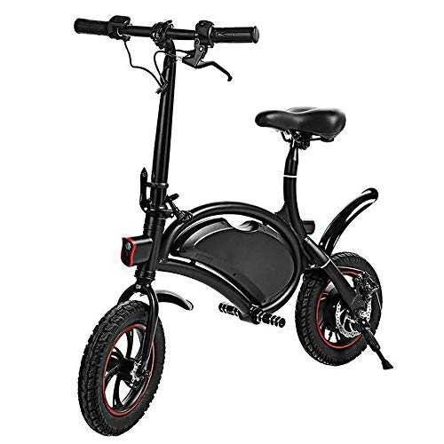 Bicicletas eléctrica : L&U Bicicleta elctrica Plegable porttil Dolphin - 350W 36V Bicicleta E a Prueba de Agua, Rango de 12 Millas, Cuadro Plegable, Ajuste de Velocidad de App, Freno de Rueda Trasera, Black