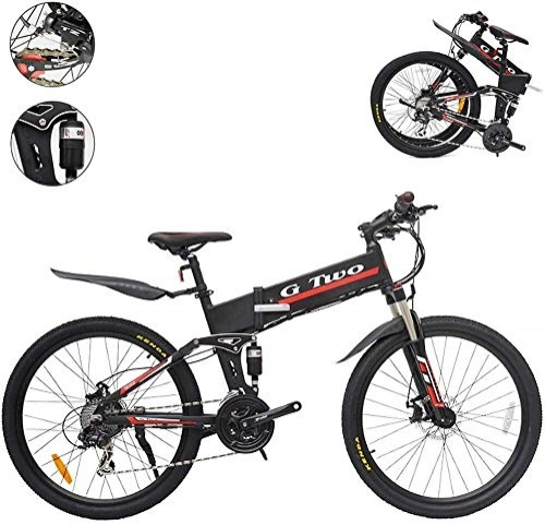 Bicicletas eléctrica : LAMTON 26" Bicicletas de montaña Plegable for Hombres, Bici de montaña Plegable elctrico con 350W de Motor sin escobillas 48V9Ah batera de Litio de 7 velocidades Sistema de Transmisin Shimano (