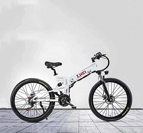 Bicicletas eléctrica : LAMTON 26 Pulgadas Plegable for Adultos Bicicleta de montaña elctrica, batera de Litio de 48V, aleacin de Aluminio Multi-Link de suspensin, con el GPS antirrobo Sistema de Posicionamiento