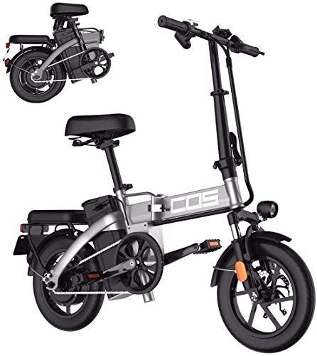 Bicicletas eléctrica : LAMTON Bicicleta plegable E-bicicletas, bicicletas elctricas for adultos - 14 pulgadas bicicleta elctrica bicicleta elctrica 350W 48V batera extrable de litio y tres modos de trabajo Negro-90 kil