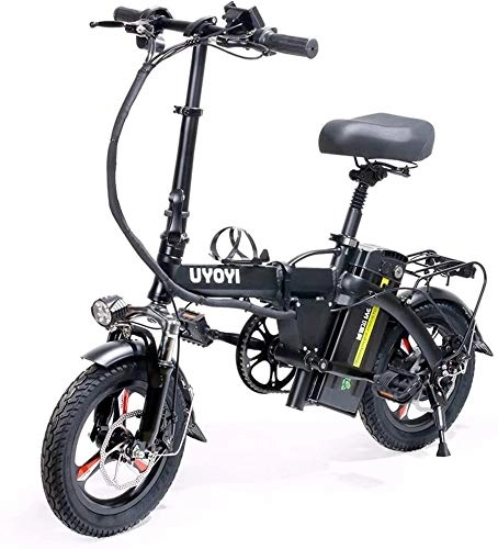 Bicicletas eléctrica : LAMTON Bicicleta plegable E-bicicletas, bicicletas elctricas for adultos - 400W 48V Motor ciclomotor telfono mvil 14 pulgadas USB tripulado bicicleta elctrica de carga 90 kilometros, 150 kilometro