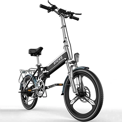 Bicicletas eléctrica : LAMTON Bicicleta Plegable elctrica de 20 Pulgadas Plegable elctrico de cercanas Ligera Bicicletas E-Bici con la batera de Litio de 48V USB extrable Puerto de Carga for el Adulto, Negro-40To80Km,