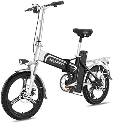 Bicicletas eléctrica : LAMTON Ligera plegable bicicleta elctrica de 16 pulgadas ruedas E-bici portable con el pedal 400W Power Assist aluminio de la bicicleta elctrica Velocidad mxima de hasta 25 mph, White-150To330Km, N