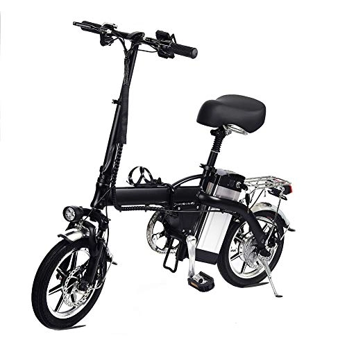 Bicicletas eléctrica : Lamtwheel Bicicleta eléctrica Plegable Ruedas de 14", Batería de Litio de 48v / 10Ah, 35km / h, El kilometraje es de 50-60 kmEbike para Adulto