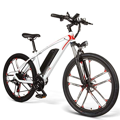 Bicicletas eléctrica : Lanceasy Bicicleta eléctrica ciclomotor, con Freno de Disco Trasero Delantero, Velocidad máxima 30 km / h, Pantalla LCD, 350 W, para Ciclismo al Aire Libre