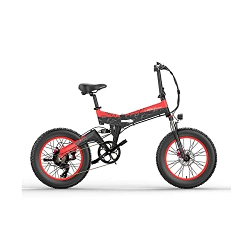 Bicicletas eléctrica : Lankeleisi X3000 48 V 17, 5 Ah Plus Plegable Electric Mountain Bike (rojo)