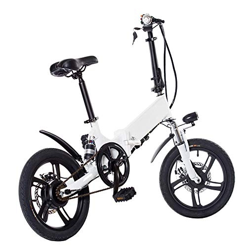 Bicicletas eléctrica : Laramie Bicicleta eléctrica Plegable y portátil Que Carga Bicicleta eléctrica para Adultos Bicicleta Plegable aleación de Aluminio Bicicleta eléctrica batería de Litio ciclomotor-Blanco