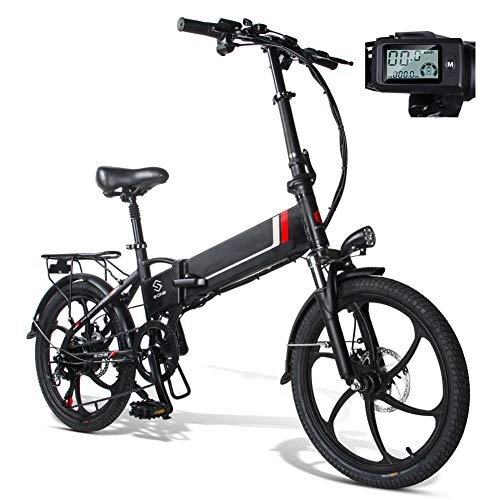 Bicicletas eléctrica : LAYZYX 20 '' Electric Bicicleta de montaña Plegable, con extraíble de Gran Capacidad de la batería de 48V 350W 25 kmh, Tres Modos de Trabajo, Soporte Remoto Inteligente de Control antirrobo, Negro