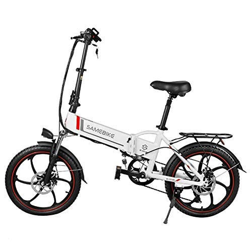 Bicicletas eléctrica : LCLLXB Bicicleta Eléctrica, 26" Bicicleta Eléctrica Plegables con Batería de Iones de Litio Extraíble 48V / 10Ah Fat Tire Ebike 350W Bicicleta Adulto, White