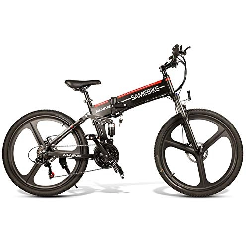 Bicicletas eléctrica : LCLLXB Bicicleta Eléctrica, Bici de Ciudad / Excursión / Montaña, Batería de Iones de Litio Extraíble 48V / 10Ah, Frenos de Disco Dobles, Bicicleta, Black
