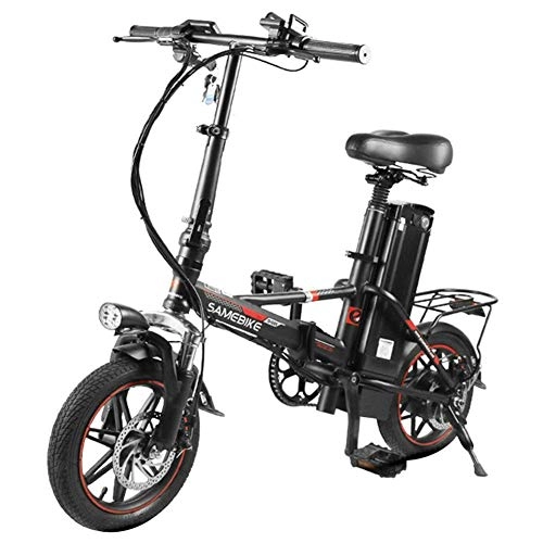 Bicicletas eléctrica : LCLLXB SAMEBIKE 14 Pulgadas 30 Km / H Velocidad 36v 250w Motor De Engranaje Sin Escobillas De Alta Velocidad 8ah BaterA De Litio Acero Sin Carbono De Alto Carbono