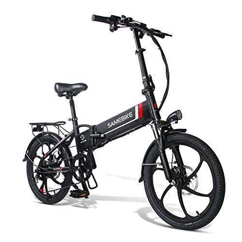 Bicicletas eléctrica : LCLLXB SAMEBIKE - Bicicleta plegable con freno de disco doble y suspensión completa, asiento ajustable, marco de aleación de aluminio, medidor inteligente LCD