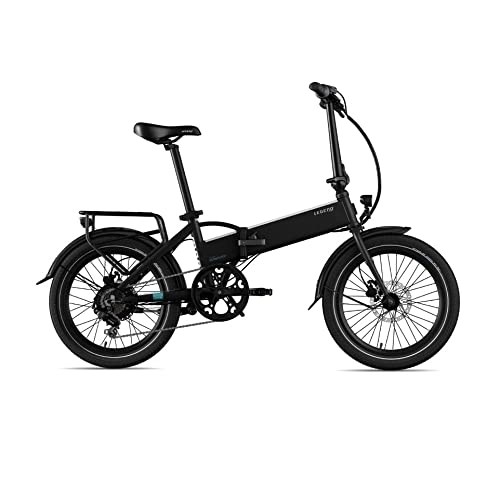 Bicicletas eléctrica : Legend Monza Bicicleta Eléctrica Plegable Smart eBike Ruedas de 20 Pulgadas, Frenos de Disco Hidráulicos, Batería 36V 14Ah Panasonic (504Wh), Negro Onyx