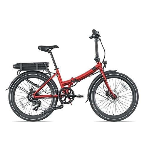 Bicicletas eléctrica : Legend Siena | Bicicleta Eléctrica Plegable 24" Smart Ebike | Autonomía hasta 90 km | E-Bike Urbana de Paseo Adulto, Mujer y Hombre | Frenos Hidráulicos, Batería Extraíble Ion 13Ah | Rojo Strawberry