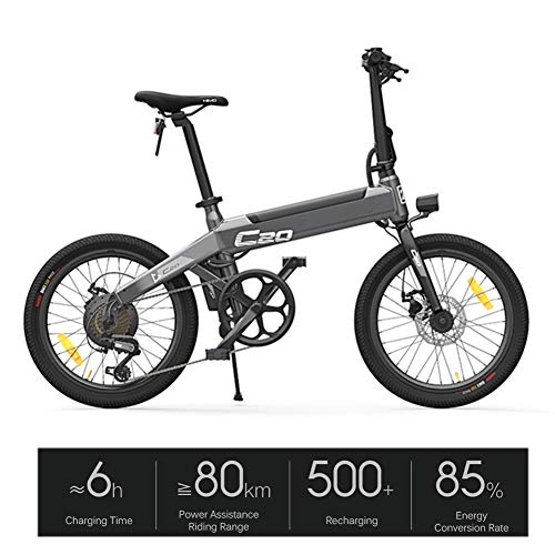 Bicicletas eléctrica : Lhlbgdz Asistente de energa Plegable Bicicleta elctrica Ciclomotor E-Bike Mini Bicicleta de Playa porttil para el Viaje Diario, Gris