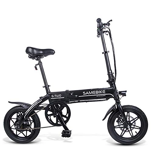 Bicicletas eléctrica : Lhlbgdz Bicicleta eléctrica Plegable 14 Pulgadas 250W Power Assist E-Bike Scooter, Negro